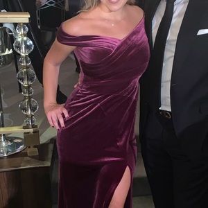 Aidan Mattox Velvet Split Hem Evening Dress